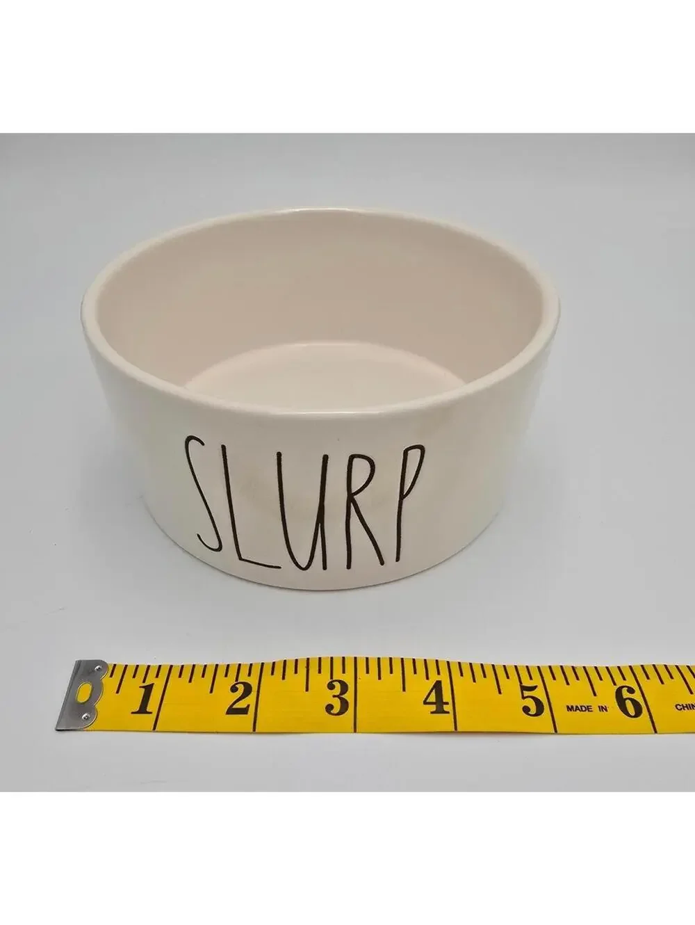 Rae Dunn SLURP Ceramic Dog Bowl White Black Farmhouse 24 oz Magenta